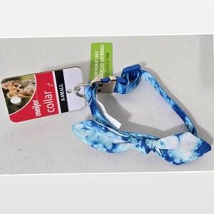 New Pet Dog Collar X-Small Bow Tie Blue White Tie Dye Animal Adjustable NWT